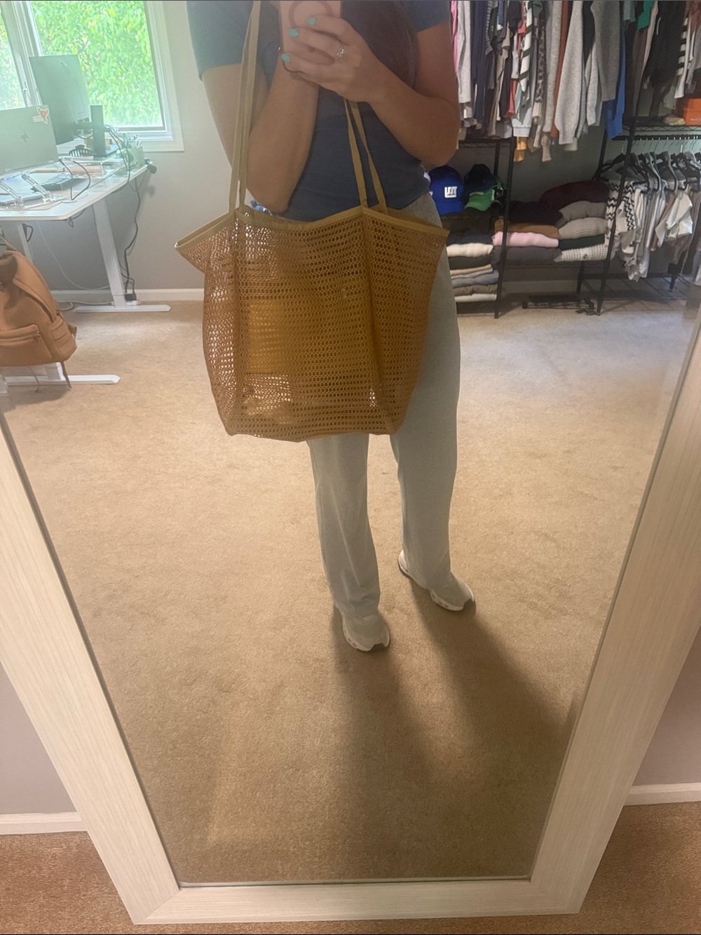 Tan beach bag